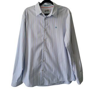 Scotch & Soda Size XL Men's Striped Lightweight Shirt Mystic Blue Long Sleeve
